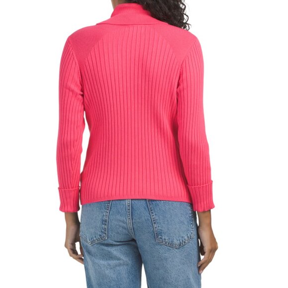 EDINBURGH KNITS lime Pima Cotton Cotton Turn Back Cuff Sweater With Roll Neck - Picture 2 of 2